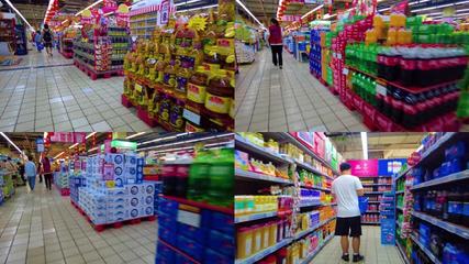 超市擺放的零食飲料食品展示空鏡頭視頻素材