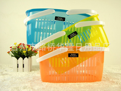 【廠家批發 塑料日用平 多用途 手提購物籃子 裝物品籃子 464】價格,廠家,圖片,家用購物籃、袋、車,臺州市路橋華隆日用品廠-